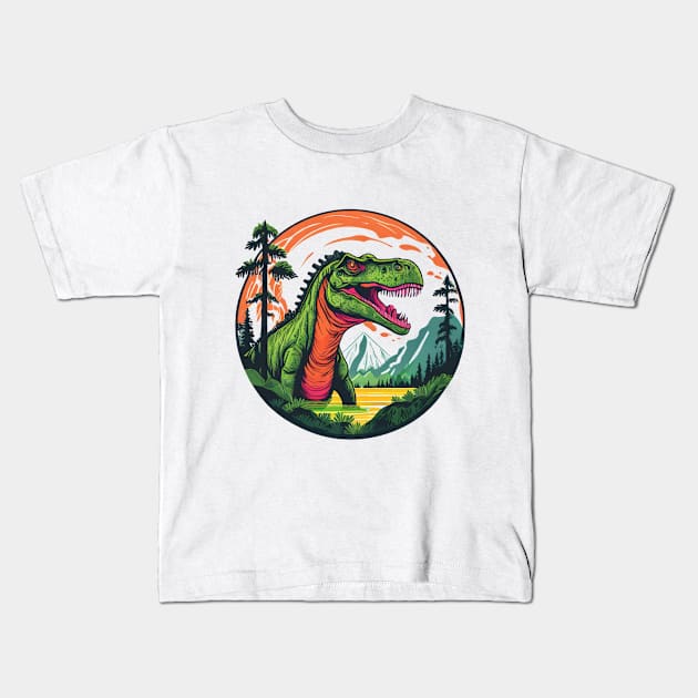 Dinosaur rounded design Kids T-Shirt by byNIKA